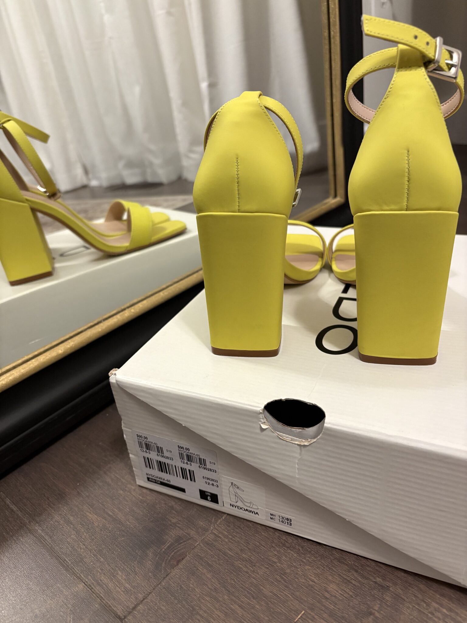 Image for Neon yellow block heel sandals