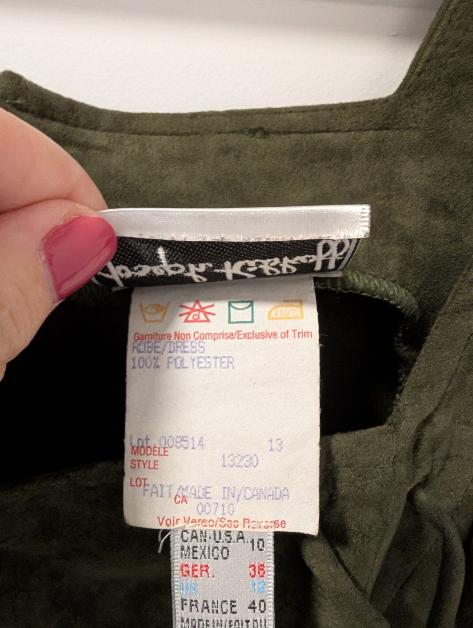 Image for Joseph Ribkoff/Robe Midi en suède kaki Sz 10
