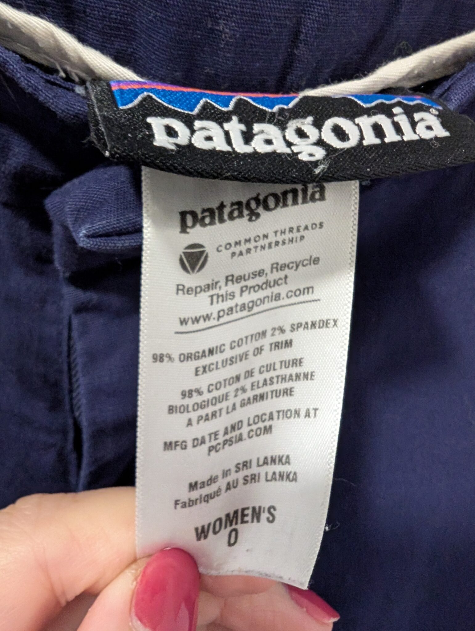 Image for Patagonia/Pantalons Coton organique Sz 0