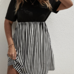 Featured thumbnail for Robe trapèze- noire et lignée