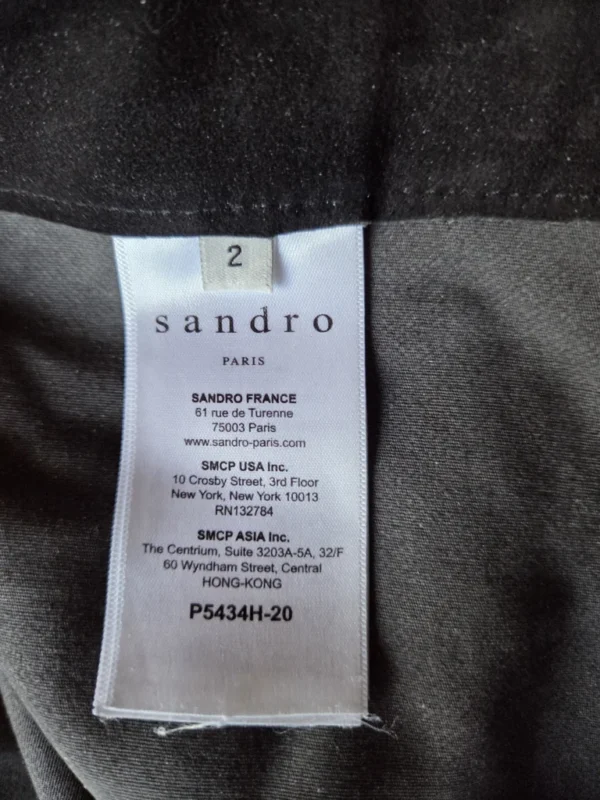 Image for SANDRO Pantalon noir 100 % cuir de chèvre velours