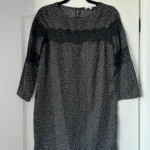 Thumbnail for Sandro black satin dress with polka dots
