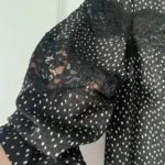 Thumbnail for Sandro black satin dress with polka dots