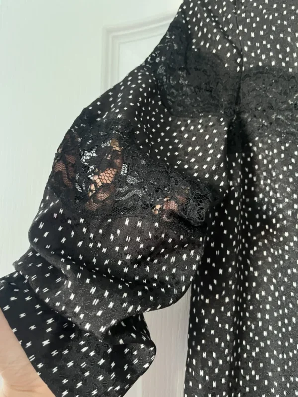 Image for Sandro black satin dress with polka dots