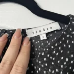 Thumbnail for Sandro black satin dress with polka dots