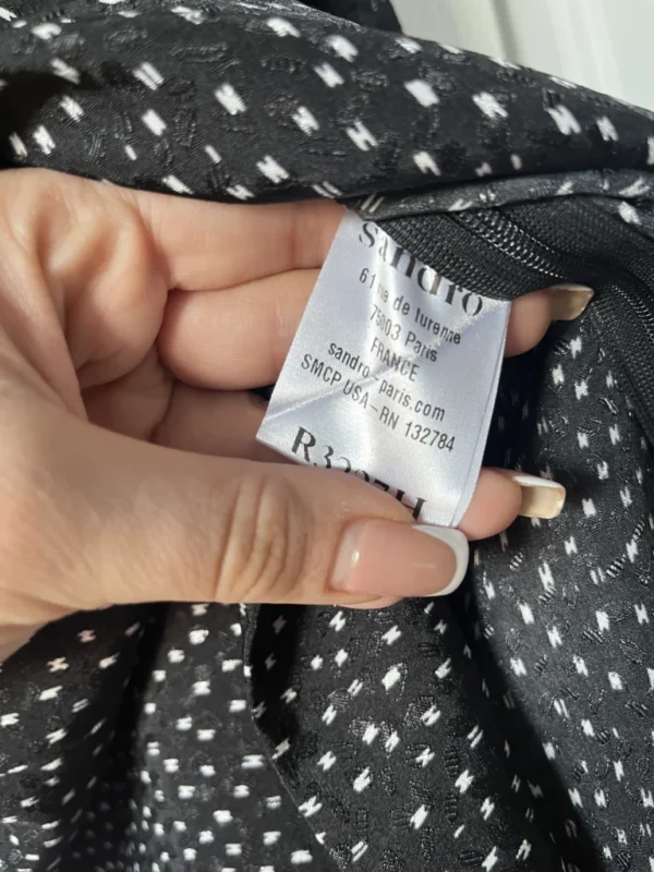 Image for Sandro black satin dress with polka dots