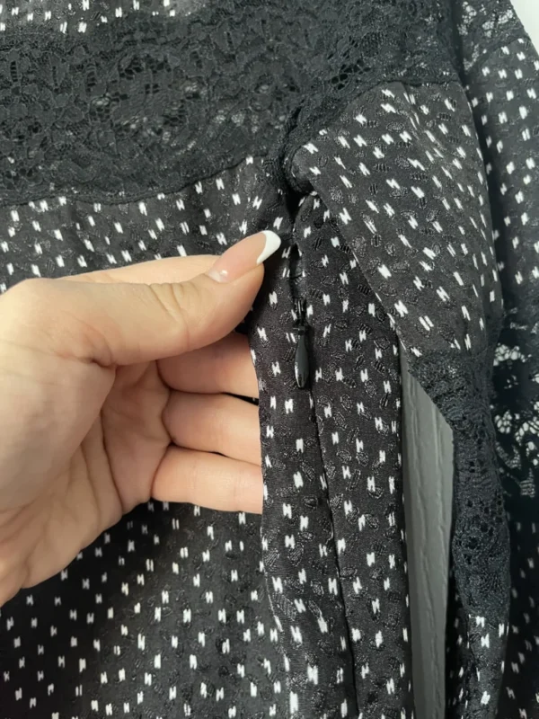 Image for Sandro black satin dress with polka dots
