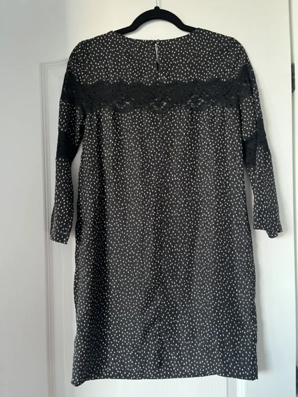 Image for Sandro black satin dress with polka dots