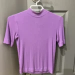 Thumbnail for T-shirt col roulé mauve