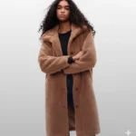 Thumbnail for Manteau Sherpa mi-long Gap, couleur caramel.