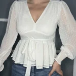 Featured thumbnail for Amisu white plumetis blouse size L