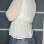 Thumbnail for Amisu white plumetis blouse size L