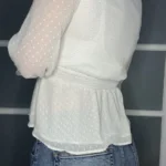 Thumbnail for Amisu white plumetis blouse size L