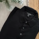 Thumbnail for NEW - Black merino wool polo shirt