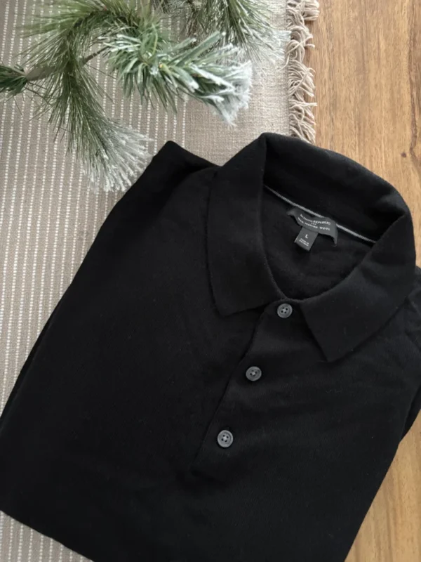 Image for NEW - Black merino wool polo shirt