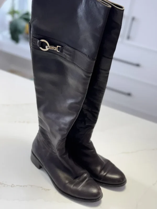 Image for Browns Couture" high boots in chocolate brown leather