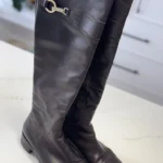 Thumbnail for Browns Couture" high boots in chocolate brown leather