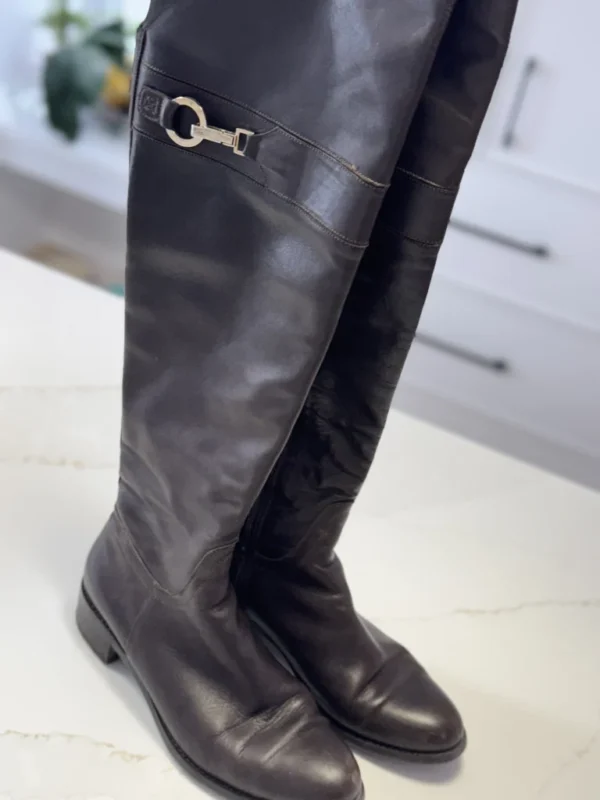 Image for Browns Couture" high boots in chocolate brown leather