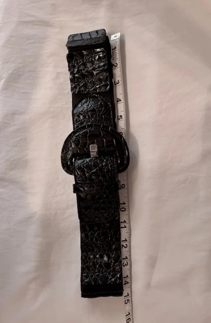 Image for Black elastic belt, faux patent leather