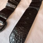 Thumbnail for Black elastic belt, faux patent leather