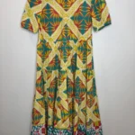 Featured thumbnail for RO'S GARDEN Daphne Short-Sleeve Midi printed colourful tiered Dress size small