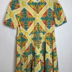 Thumbnail for RO'S GARDEN Daphne Short-Sleeve Midi printed colourful tiered Dress size small