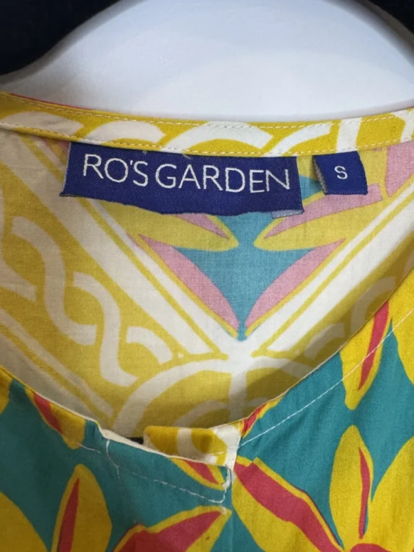 Image for RO'S GARDEN Daphne Short-Sleeve Midi printed colourful tiered Dress size small