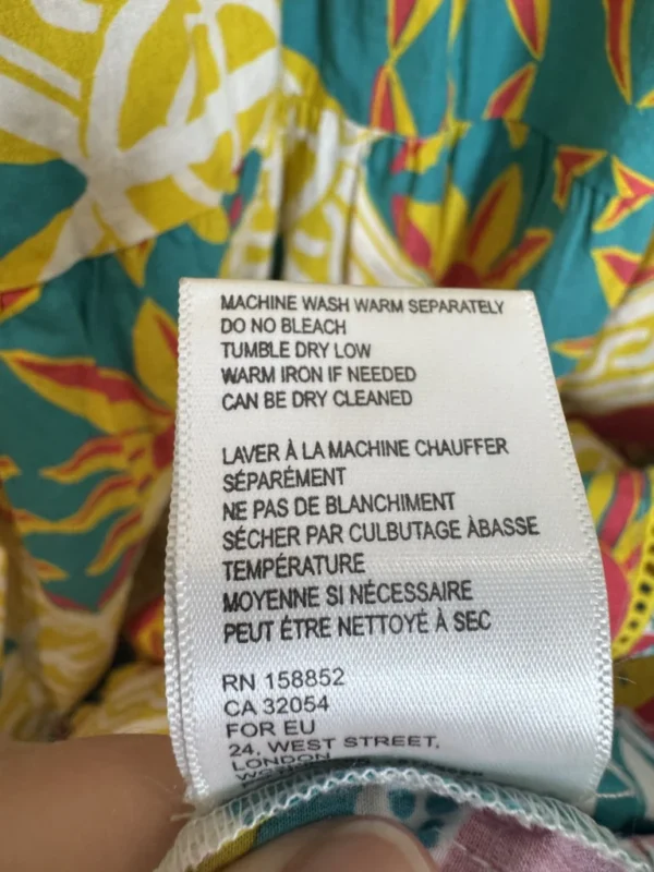 Image for RO'S GARDEN Daphne Short-Sleeve Midi printed colourful tiered Dress size small