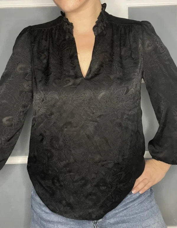 Image for Joie black blouse size M floral