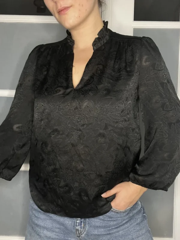 Image for Joie black blouse size M floral