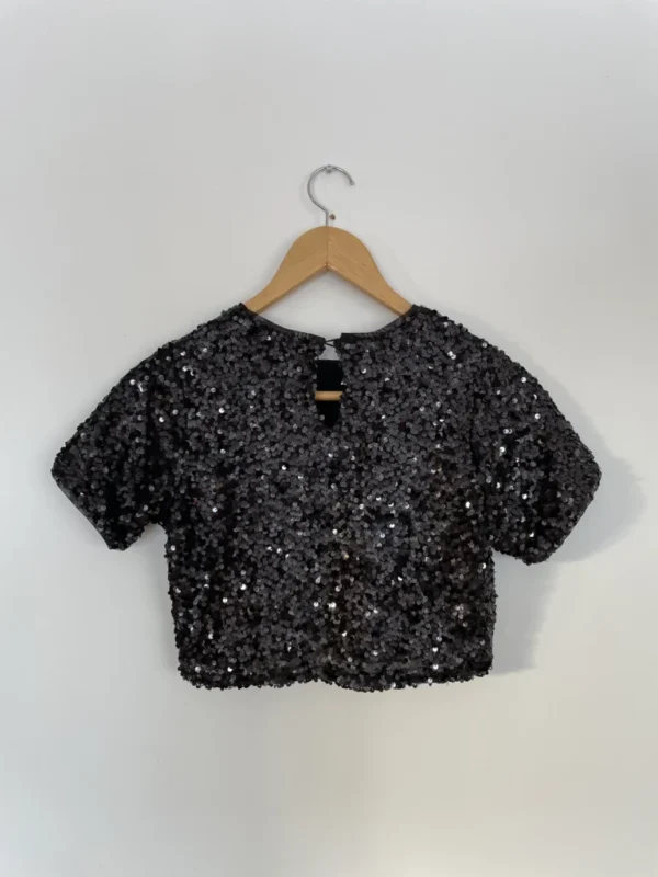 Image for Chandail court à paillettes noires