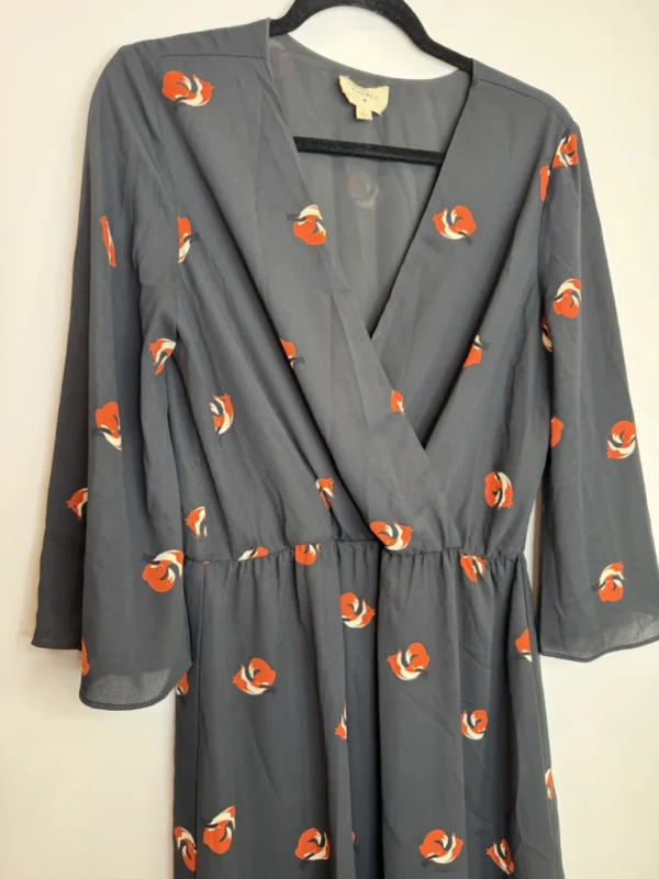 Image for Everly Black chiffon Dress with fix novelty Print dress size large