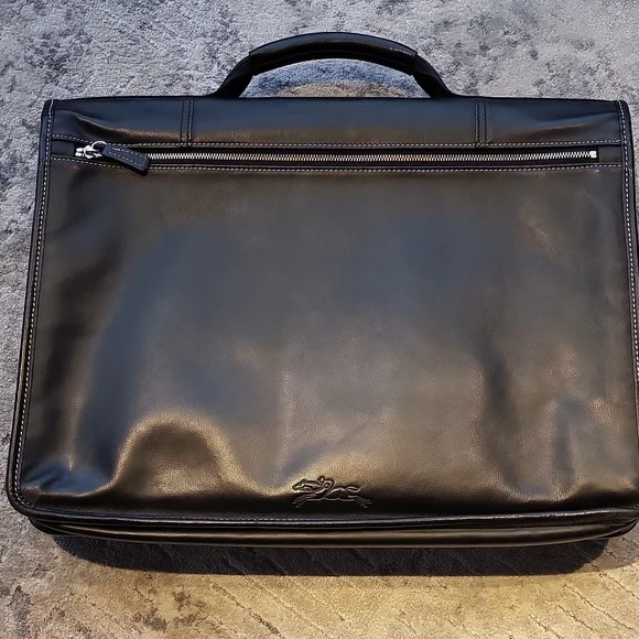 Image for Sac de travail en cuir noir Longchamp