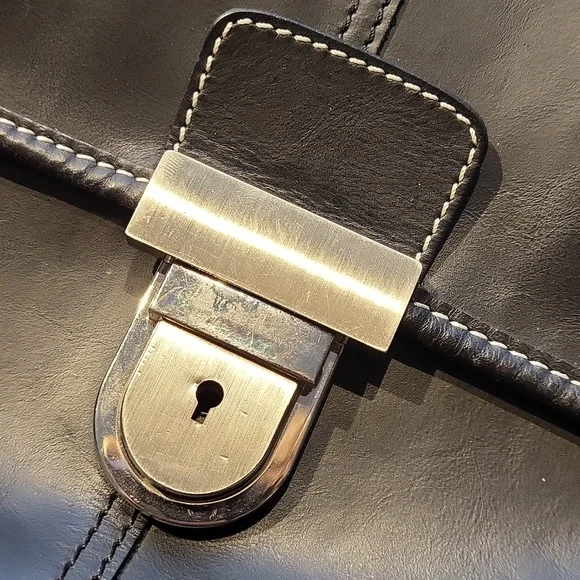 Image for Sac de travail en cuir noir Longchamp
