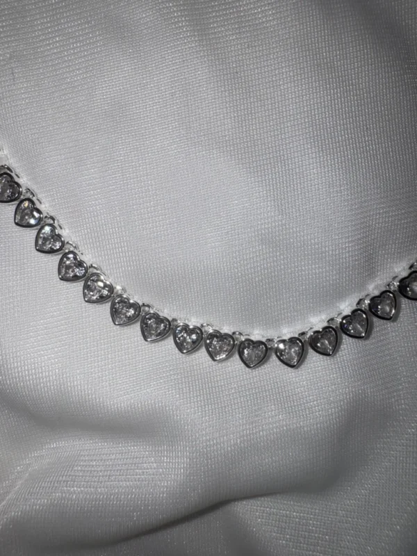 Image for Collier tennis zircon en forme de coeur