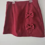Thumbnail for Wine red skirt with buckles