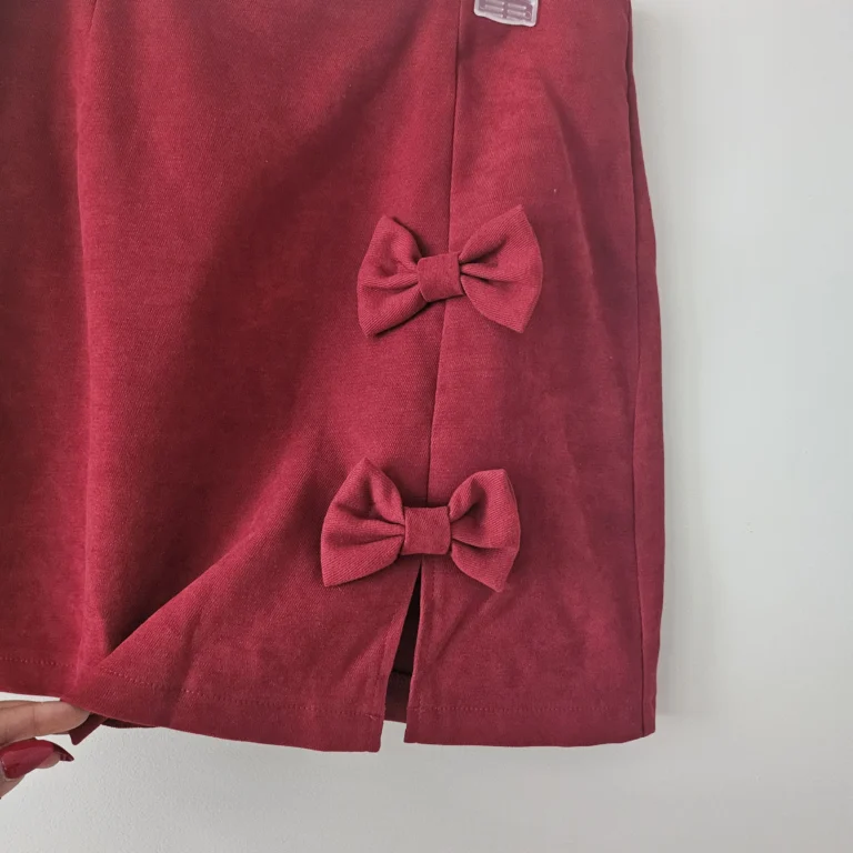 Image for Wine red skirt with buckles