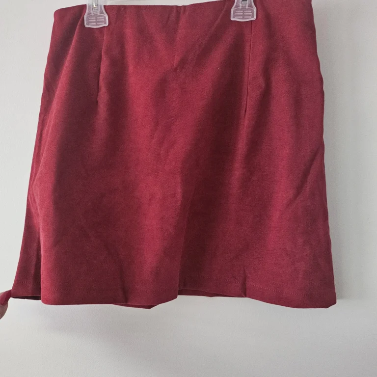 Image for Wine red skirt with buckles