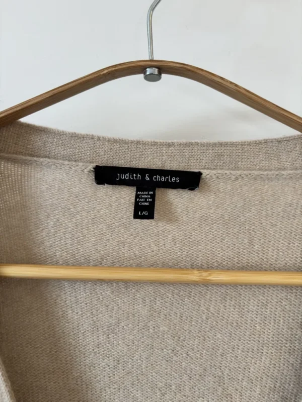 Image for 🎄🌟Cardigan beige 100% merino/leather dark brown
