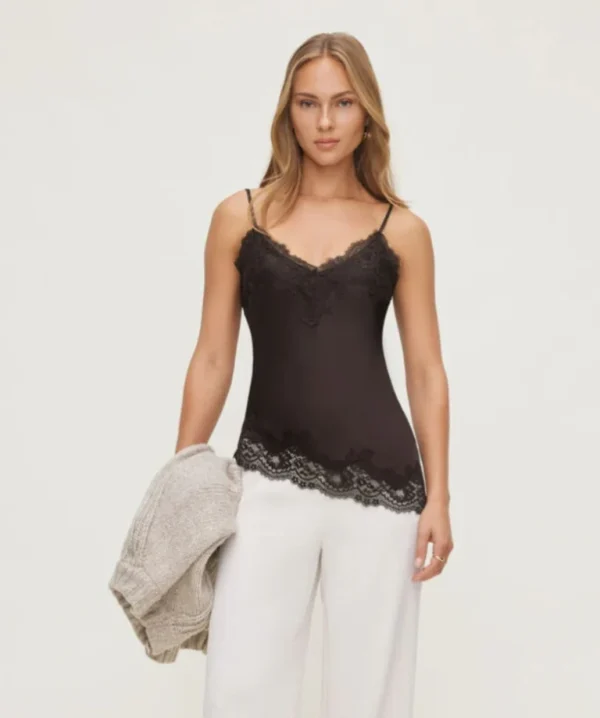Image for Satin cami with lace