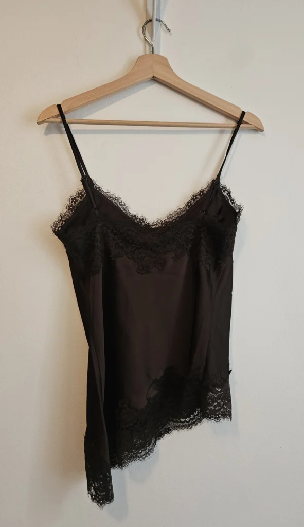Image for Satin cami with lace