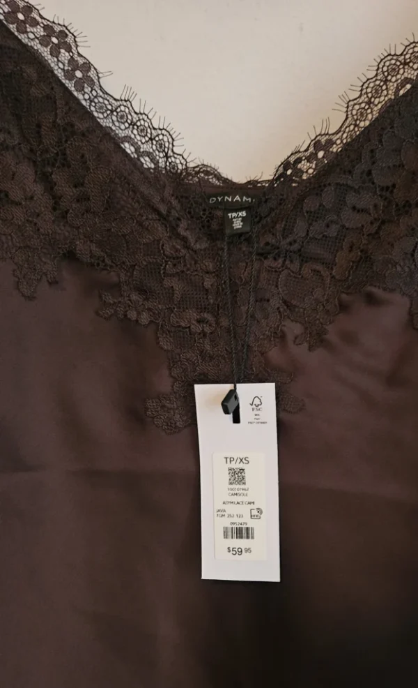 Image for Satin cami with lace