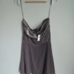 Featured thumbnail for Grey velvet strapless dress Gap