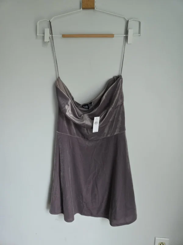 Featured image for Grey velvet strapless dress Gap