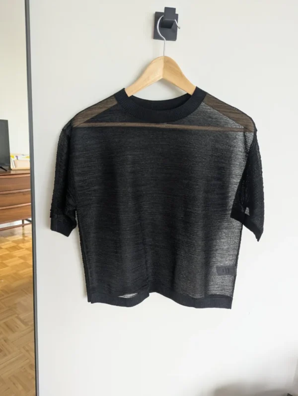 Image for Haut noir | col rond, texture transparente