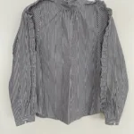 Thumbnail for Pink Tartan blouse à rayures 100% coton col montant avec volants et perles - Taille 4