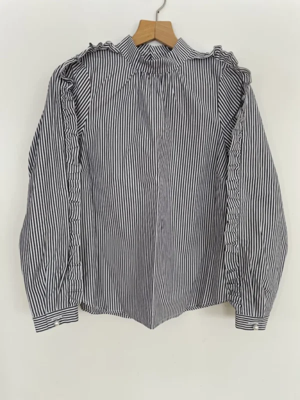 Image for Pink Tartan blouse à rayures 100% coton col montant avec volants et perles - Taille 4