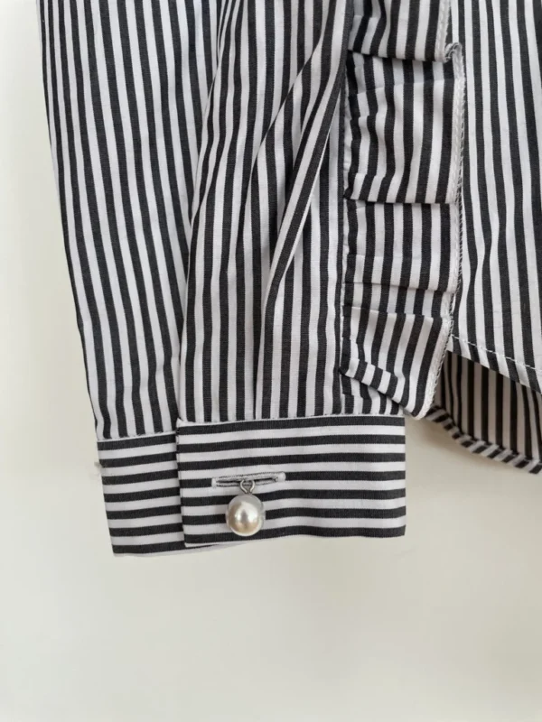 Image for Pink Tartan blouse à rayures 100% coton col montant avec volants et perles - Taille 4