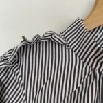 Thumbnail for Pink Tartan blouse à rayures 100% coton col montant avec volants et perles - Taille 4