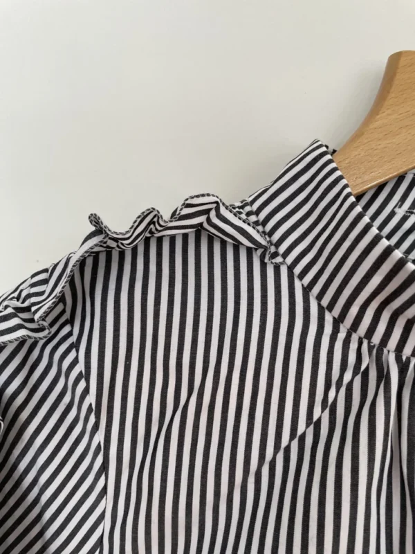 Image for Pink Tartan blouse à rayures 100% coton col montant avec volants et perles - Taille 4
